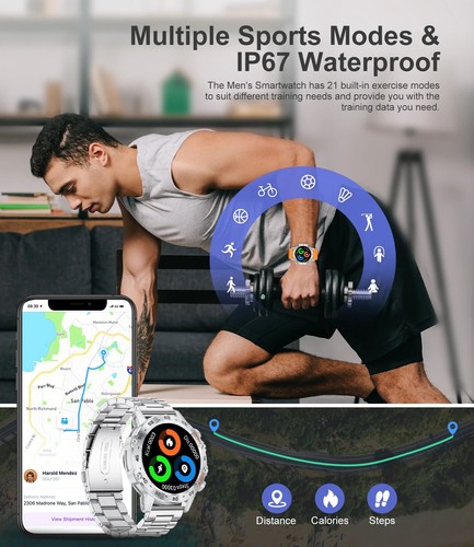 LIGE 1.39" Bluetooth Call Smart Watch Men Outdoor Sport Fitness Heart Rate - 第 5/11 張圖片