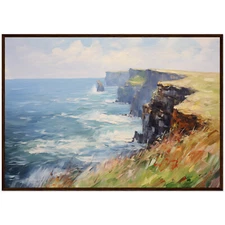 Cliffs of Moher Landscape Painting Art Print Ireland Wall Art Wooden Frame