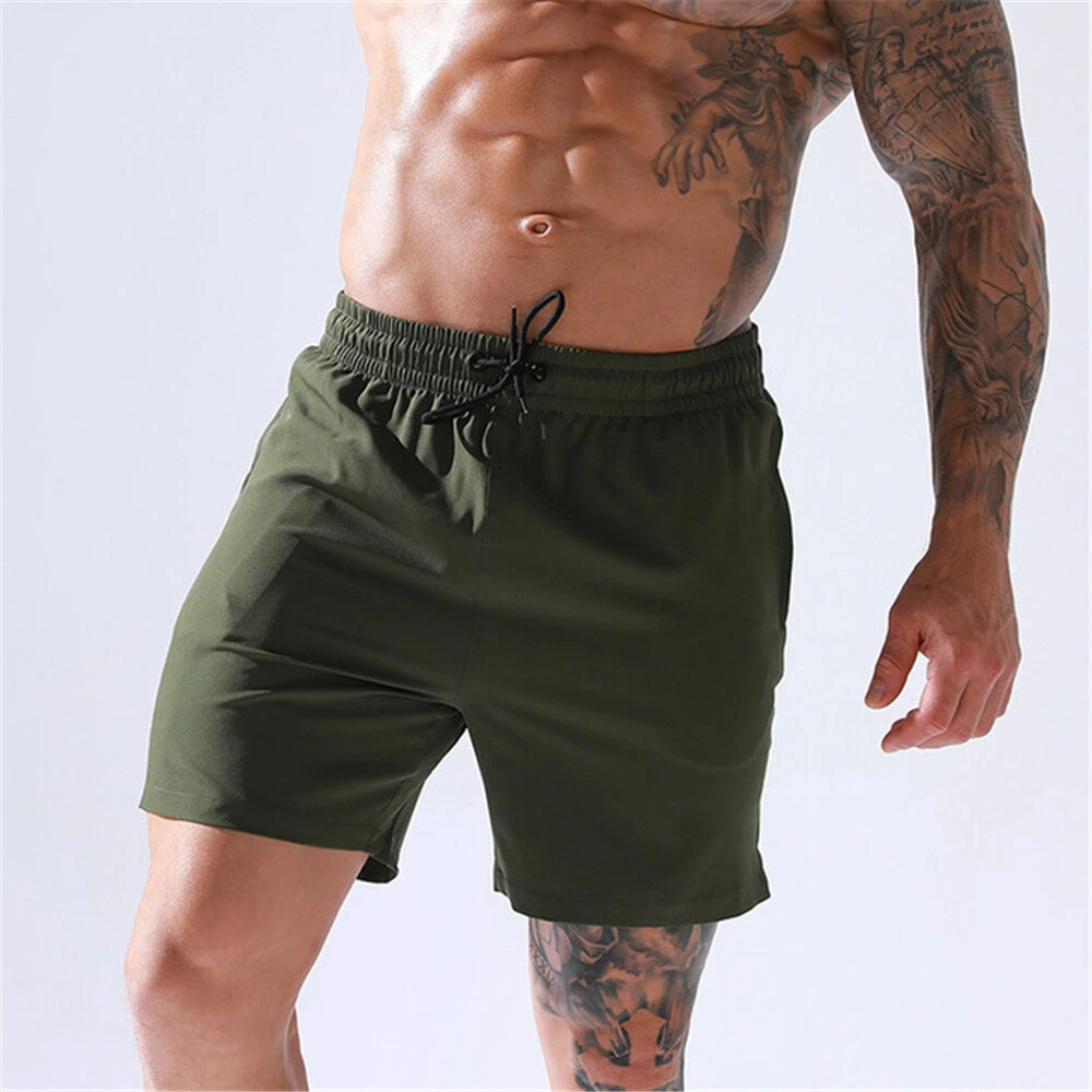 Men Fitness Shorts Sports Soft Cool Dry Casual Workout Baggy Beach Short Pants