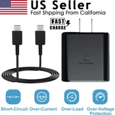45W Super Fast Wall Charger Type USB-C 6FT Cable For Samsung Galaxy S22 S21 S20
