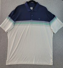 Callaway Shirt Mens XL Opti-Dri Polo Golf Short Sleeve Geometric Blue White