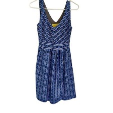 Anthropologie Maeve Sleeveless Dress Blue &White Striped  Knit 