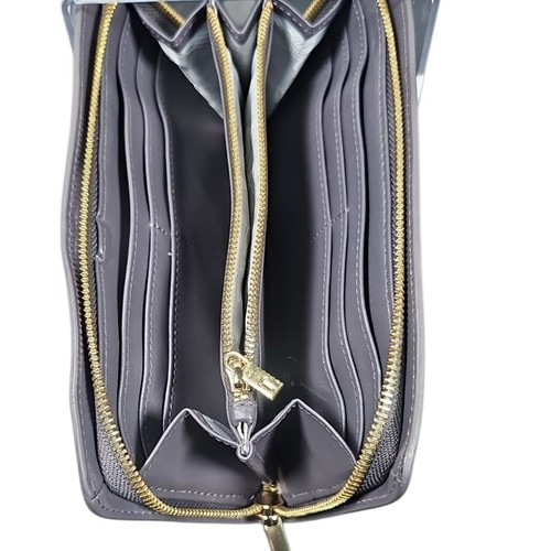 Cartera sin asas Ted Baker Daliea grande de cuero con cremallera alrededor gris grano guijarro - Imagen 7 de 11
