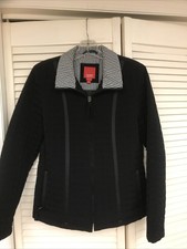 Espirit Outerwear Full Zip Quilted Lined Black Jacket Coat Women's Sz Small Nwot