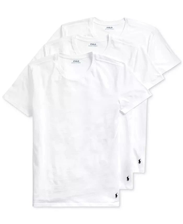 Polo Ralph Lauren Men's White Classic Fit Crew-Neck T-Shirt 3 Pack SZ.M NCCNP3