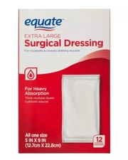 Equate Extra Large Absorbent Surgical Dressing 12 Count