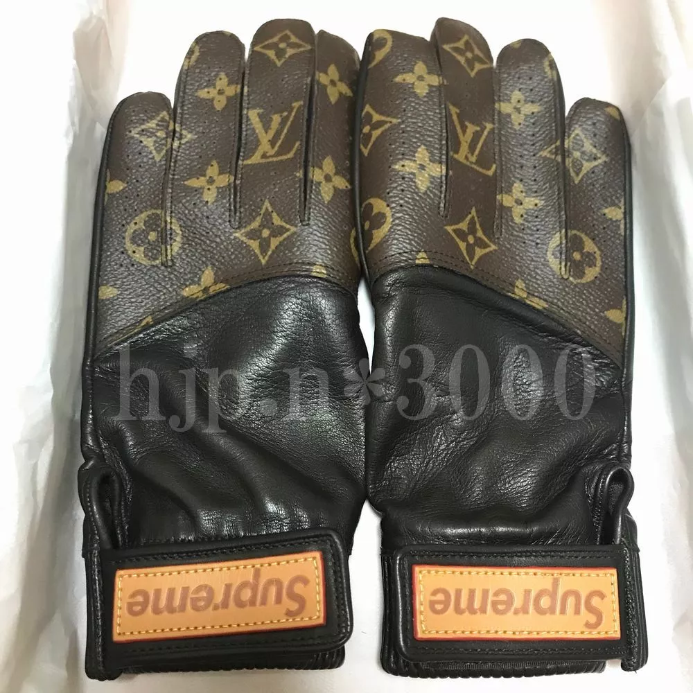 LOUIS VUITTON × Supreme Men's Leather Baseball Glove Brown Monogram LV New