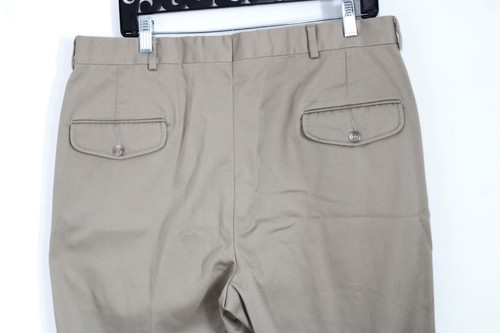Vtg 90s LL Bean 36 Khaki Cotton Blend Twill Flat Front Pants USA - Picture 5 of 10