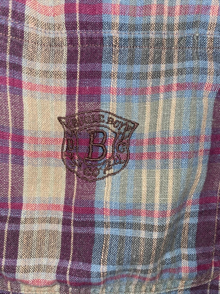 Vintage 90s Bugle Boy Plaid Pink Purple Button Up Shirt Men XL Short Sleeve - Image 2 of 4