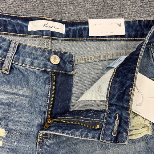 NEW Kan Can Shorts Womens Medium Blue Denim Raw Hem Distress Cuff Mid Rise - Picture 4 of 13