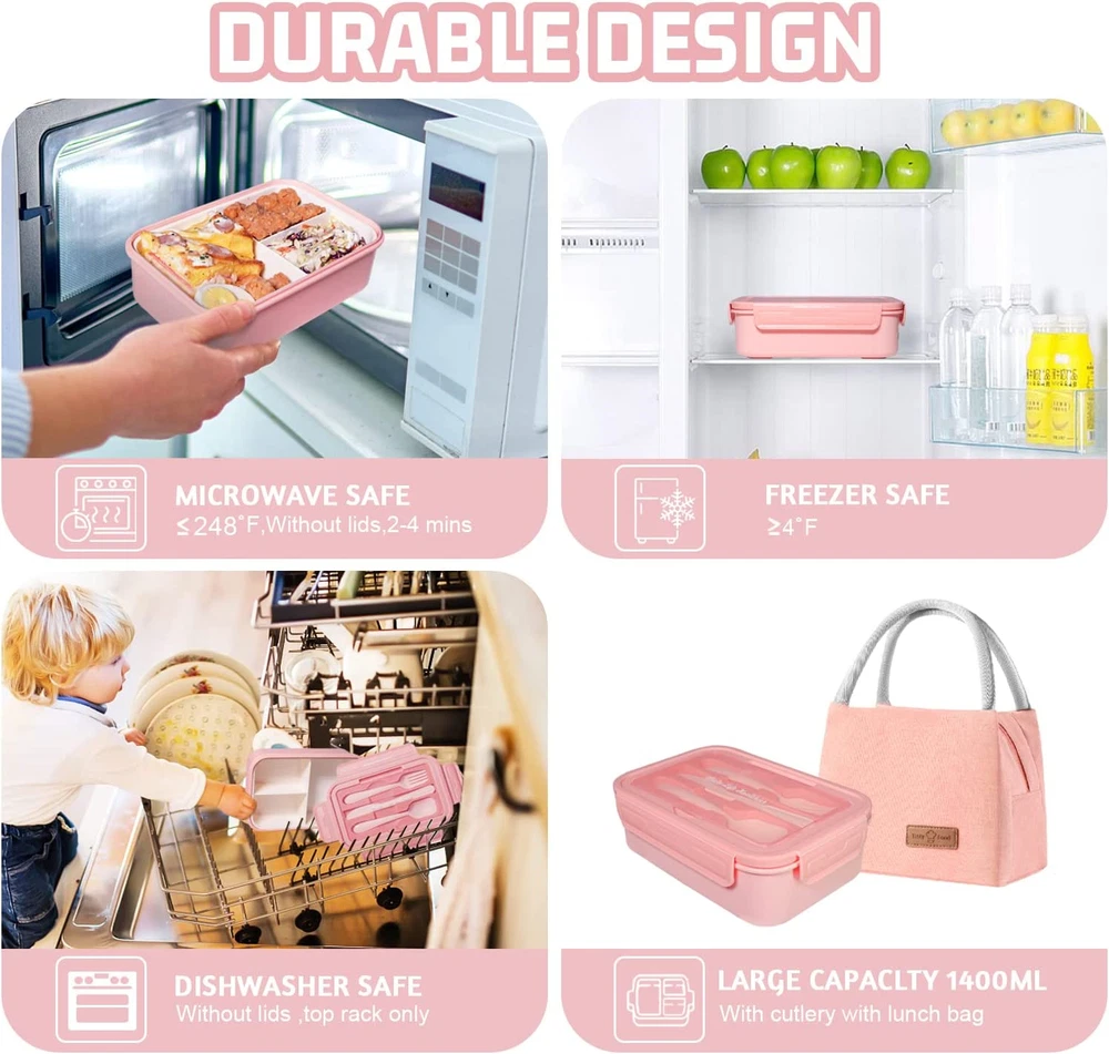 ZMYGOLON Bento Lunch Box for Kids Lunch Bento Box Container Leak-proof for Ki...