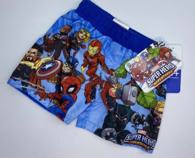 Boys Size 12M Marvel Super Hero Adventures Swim Trunks Swimsuit UPF 50+ Blue
