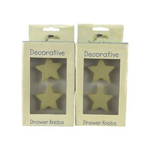 Image of Yellow STAR Drawer Knobs Kids Line Pulls Lot of 2 New in Box 4 Total Pulls