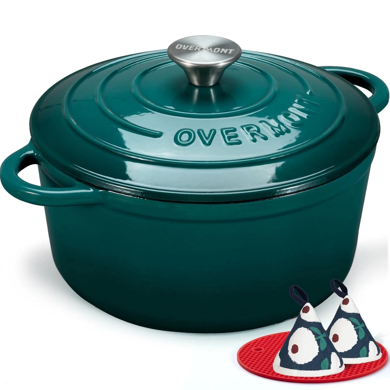 Enameled Cast Iron Dutch Oven 4.5QT Pot with Lid Cookbook & Cotton Potholder