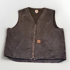 Carhartt Vintage Vest Faded Black Duck Canvas Sherpa Lined Size 2XL Tall V26