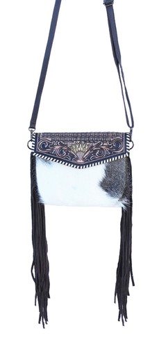 Women's Hair-On Western Rodeo Fashion Cowhide Genuine Leather Sunflower Tooled