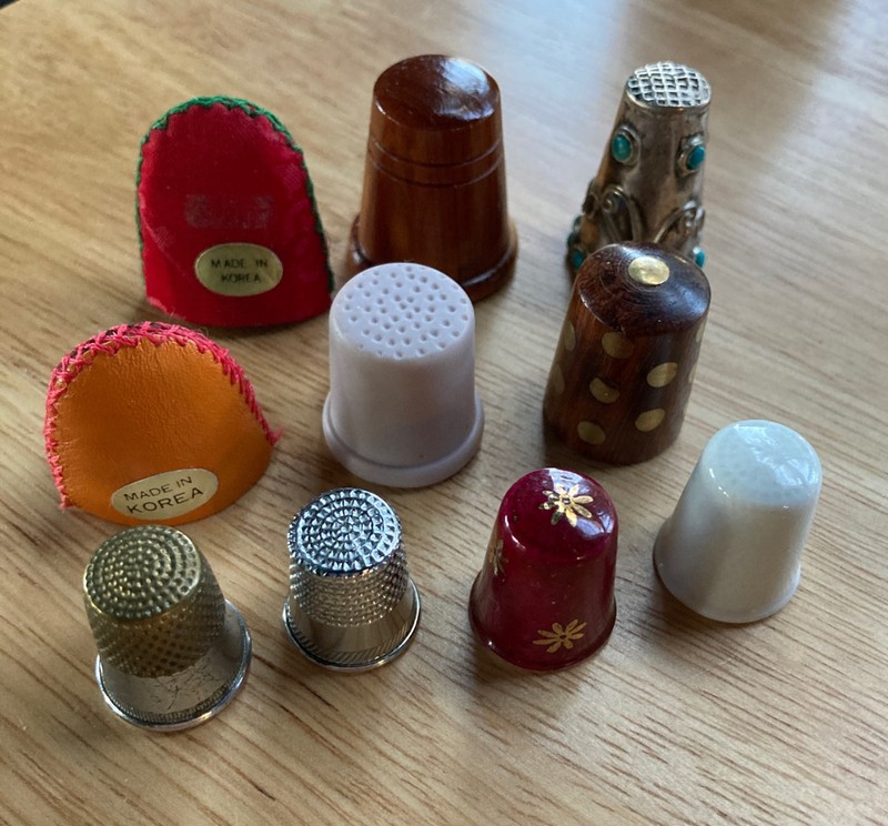 Eclectic Lot of 10 Thimbles - Includes 2 Limoges, 1 Mexican Silver