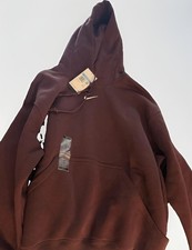 Nike Swoosh Women's Pullover Hoodie Hooded Pockets Brown M Fleece DQ5860-652