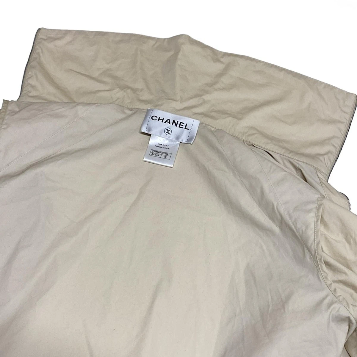 Cappotto donna originale CHANEL P50940 beige cotone nylon