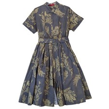 Carolina Herrera Old Money Retro Housewife Modest Floral Shirt Dress Midi 12