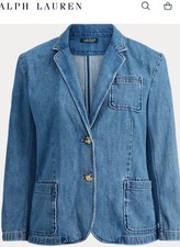 Lauren Ralph Lauren Women  s Cotton Denim Blazer Sz 2