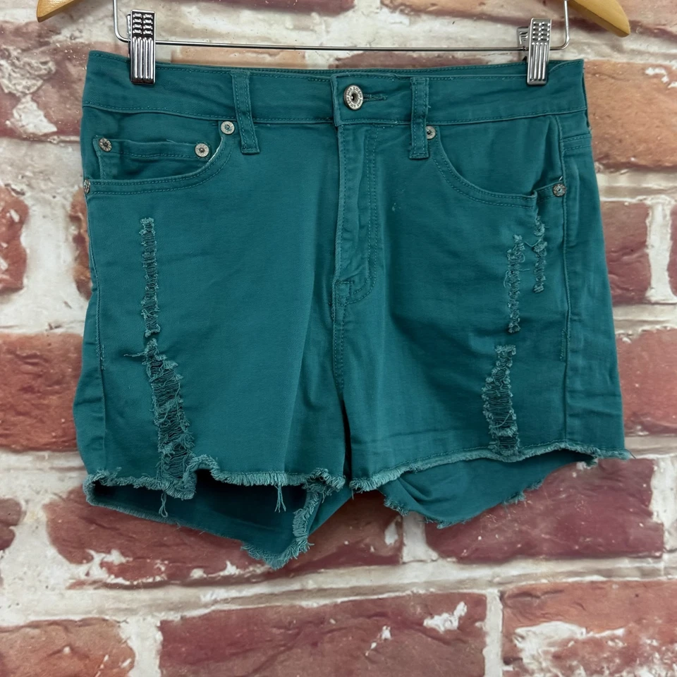 Pantalones Cortos Umgee Para Mujer 29 Azul Desgastado Aspecto Usado Informal Denim Cortes Foto 2 de 4