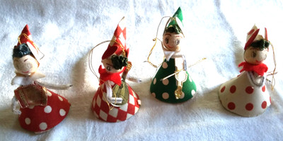 Vtg 50's  Spun cotton Elf Pixie Girl Chenille Paper Cotton Ornaments Japan
