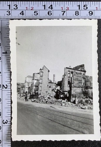 WW2 Era Military BW Photo Snapshot Nuremburg Germany 1945 Destroyed
