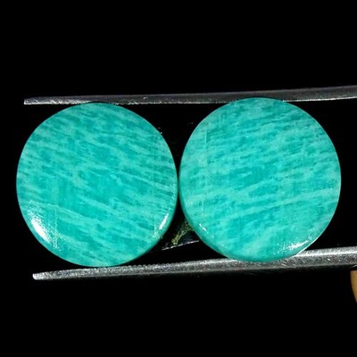 21.30Cts Natural Amazonite Cabochon Loose Gemstone Pair  16x4mm Round