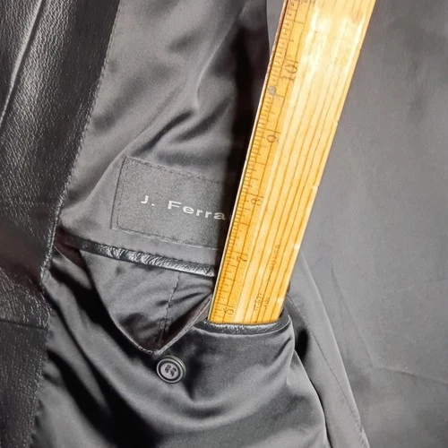 J Ferrar Men's XL Black Genuine Leather Sport Coat Jacket Blazer 54" Soft Y2K  image 8