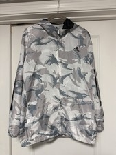 Adidas Boys' Camo Ripstop Wind Jacket, white, gray, black camouflage, XL 14/16 