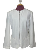 Liz Claiborne Women White Blazer Jacket Zip Front Size 14