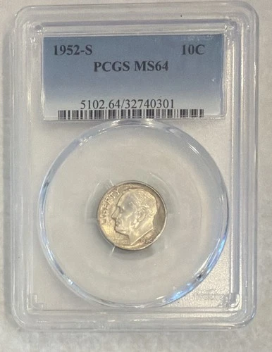 PCGS 1952-S Roosevelt Dime MS64