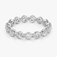 Platinum Diamond Eternity Band Round 2 Carat Lab Created PT950 Sizes 5 6 6.5 7 8