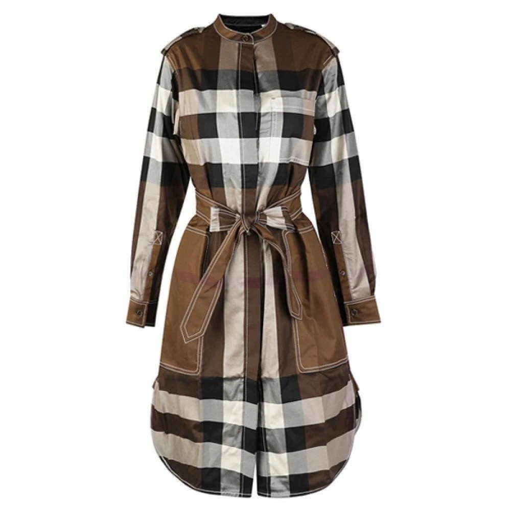 Abito camicia Burberry quadri marrone betulla scuro 8057439 A9011 55653139