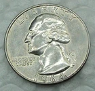 1964 D Washington Silver Quarter AU
