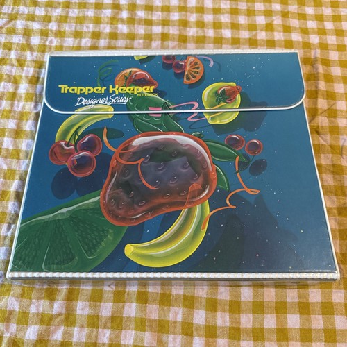 Vintage 80s Mead Trapper Keeper Designer Series Notebook Portfolio Folder Fruit