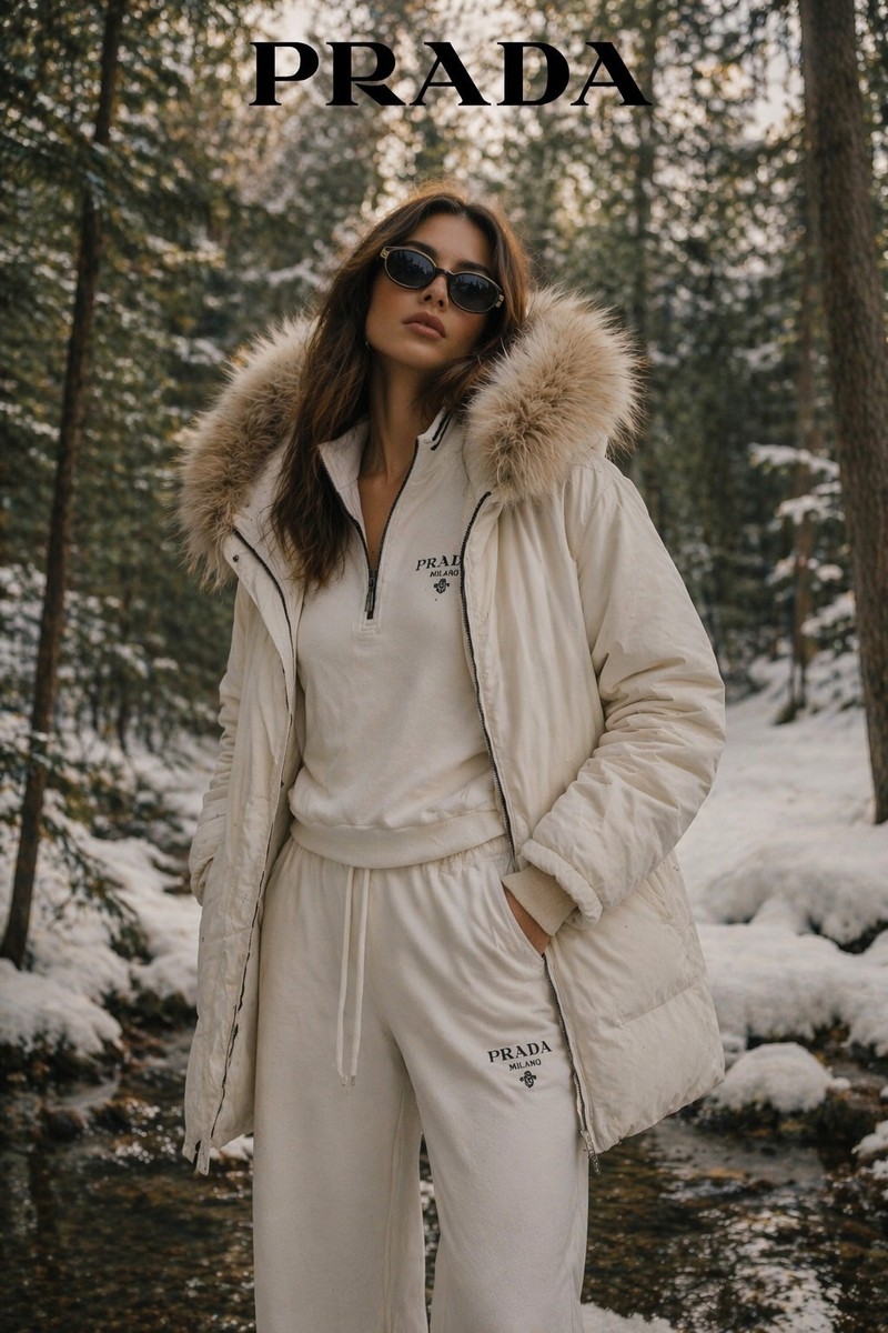 ジャケット・アウター PRADA SPORT Harf coat PRADA Sport Linea Rossa Gore-Tex Jacket Womens 42 White Real Fur