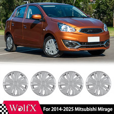 Silver 14 Wheel Covers For 2014-2025 Mitsubishi Mirage Snap On Full Hub Caps Silver 14 Wheel Covers For 2014-2025 Mitsubishi Mirage Snap On Full Hub Caps