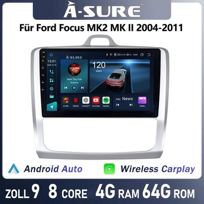 Android 14  64G CarPlay Autoradio Für Ford Focus MK2 MK II 2004-2011 GPS BT RDS