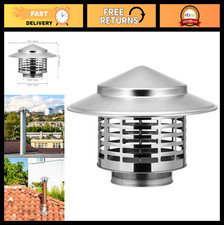 3" Stainless Steel Chimney Cap - Round Cover with Screen for Roof Fireplace Flue