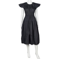 ULLA JOHNSON Black Cotton Sleeve Less Midi Dress Size XS