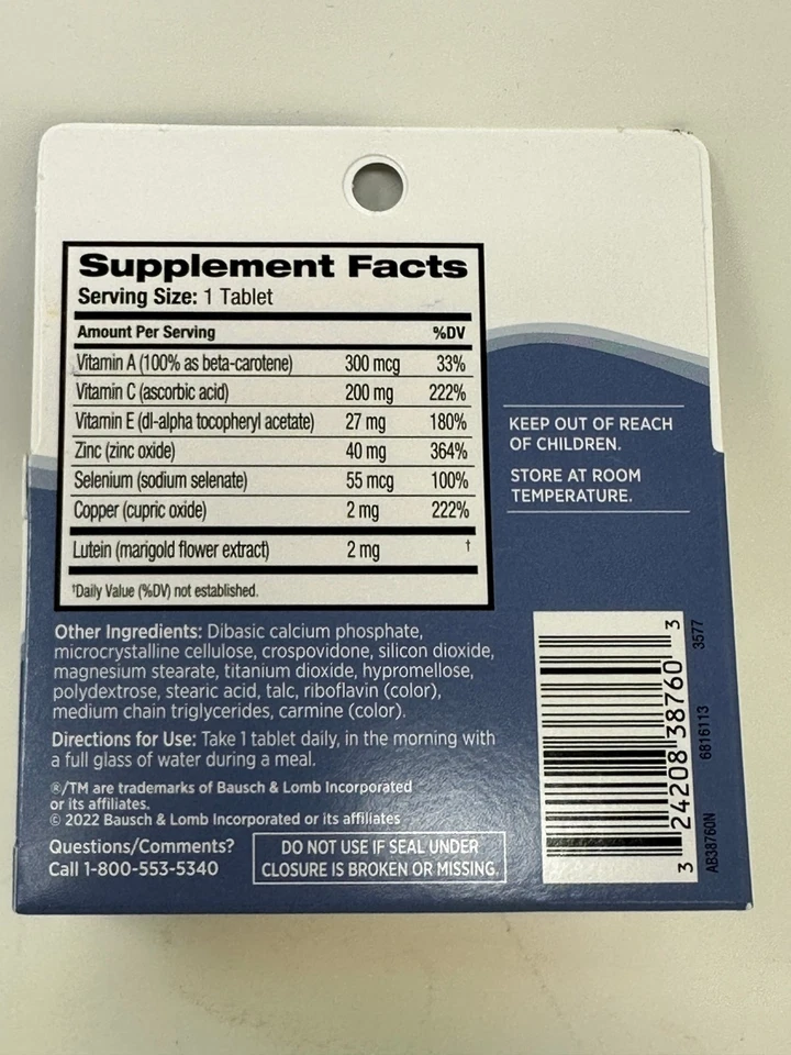 Bausch + Lomb Ocuvite Suplemento Vitamínico y Mineral Ojo Comprimidos Originales 60 ct Foto 3 de 4