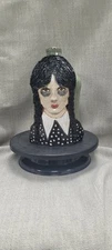 Southern Folk Art Wesnesday Addams Face Jug By Melissa Herman