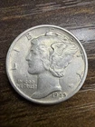 1942 AU Mercury Dime - Actual Silver Coin Fine Shown Same Day Shipping