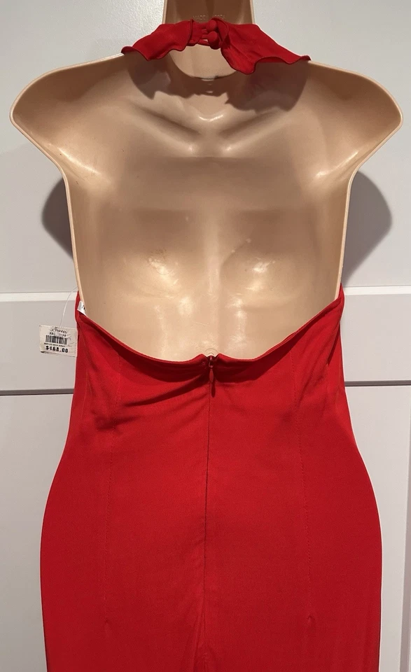 JS COLLECTIONS Red Ruffle Halter Jersey Long Maxi Gown Party Dress size 10 $168 - Image 2 of 4