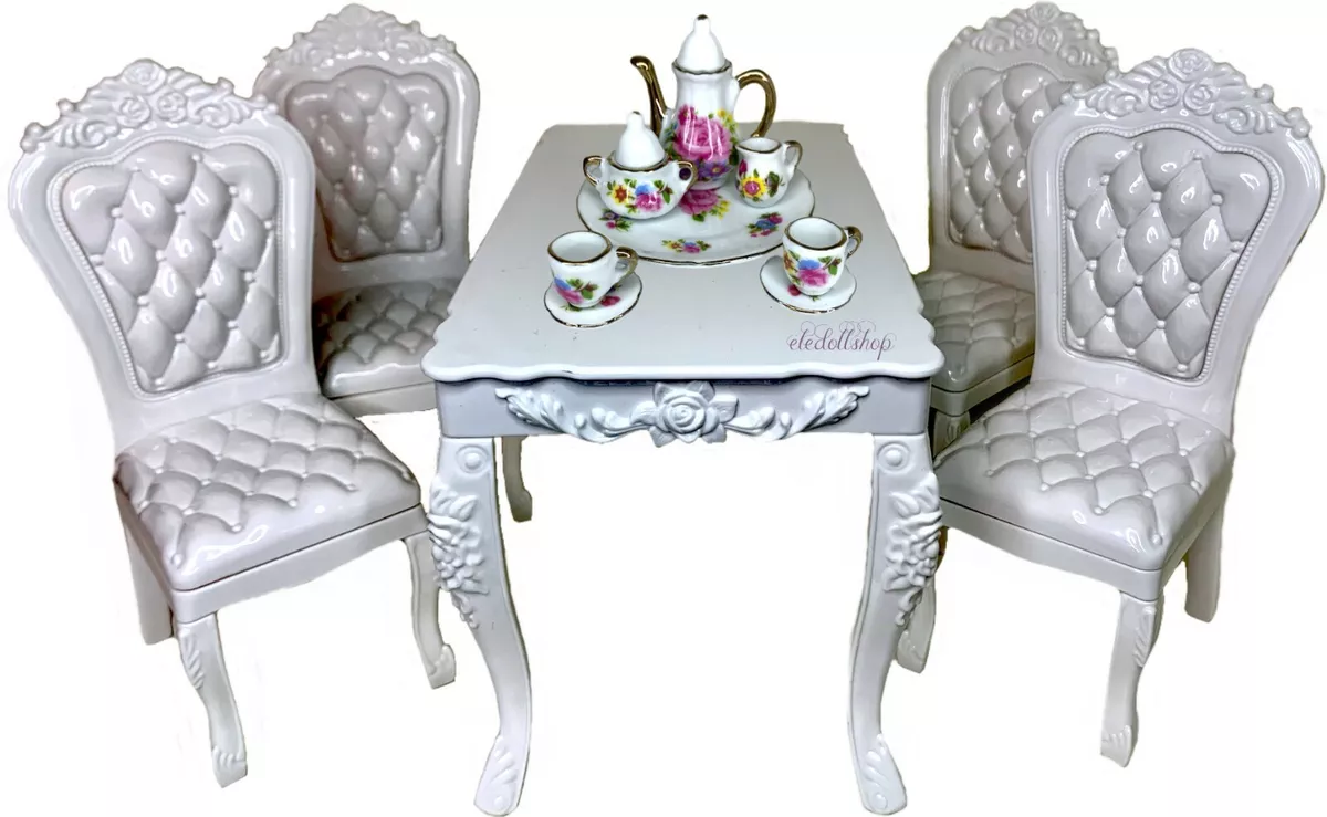 Eledoll 1 6 Dollhouse Dining Table Chairs with Tea Set For 11.5