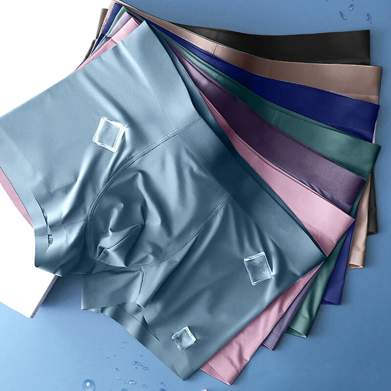 Men Ice Silk Seamless Boxer Briefs Shorts Panties Underwear Underpants Sexy  UK