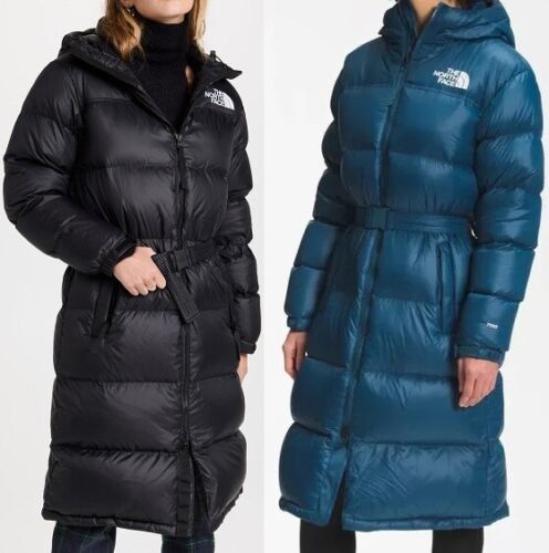 Size Run Big-The North Face Women's Nuptse Belted Long Parka 700 Fill Down Coat - Picture 1 of 12