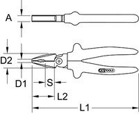 KS Tools 1000V Kraft-Kombinationszange, 250Mm (117.1279)